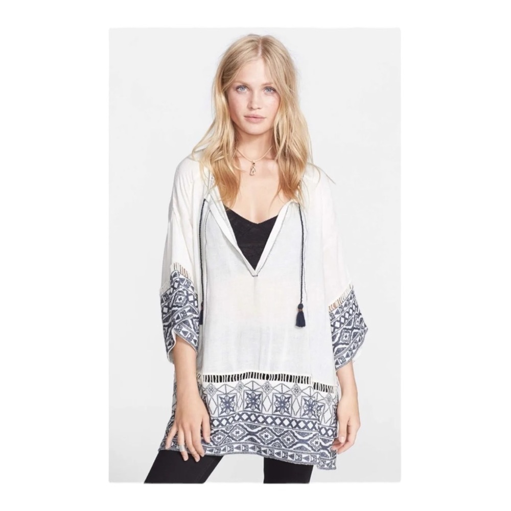 FREE PEOPLE Cotton Noyal Counting Stars Tunic Top Ivory NWOT